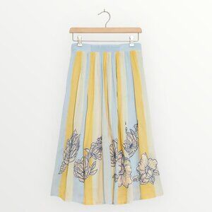 Anthropologie Maeve Rosalind Embroidered Midi Skirt